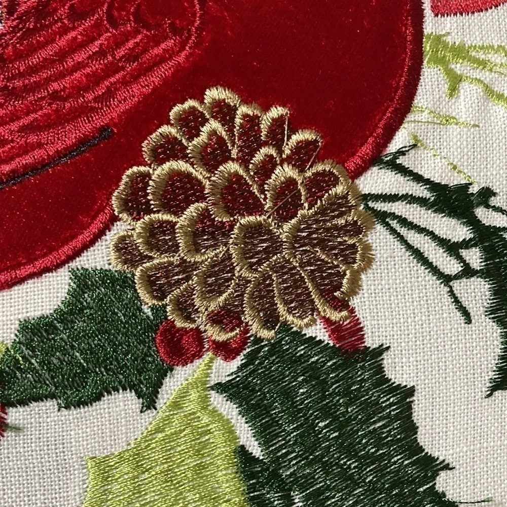 LENOX CARDINAL WITH RIBBON AND PINECONE DECORATIVE THROW PILLOW